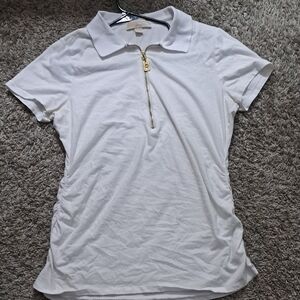 MICHAEL Michael Kors Gold and White Fitted Polo Shirt